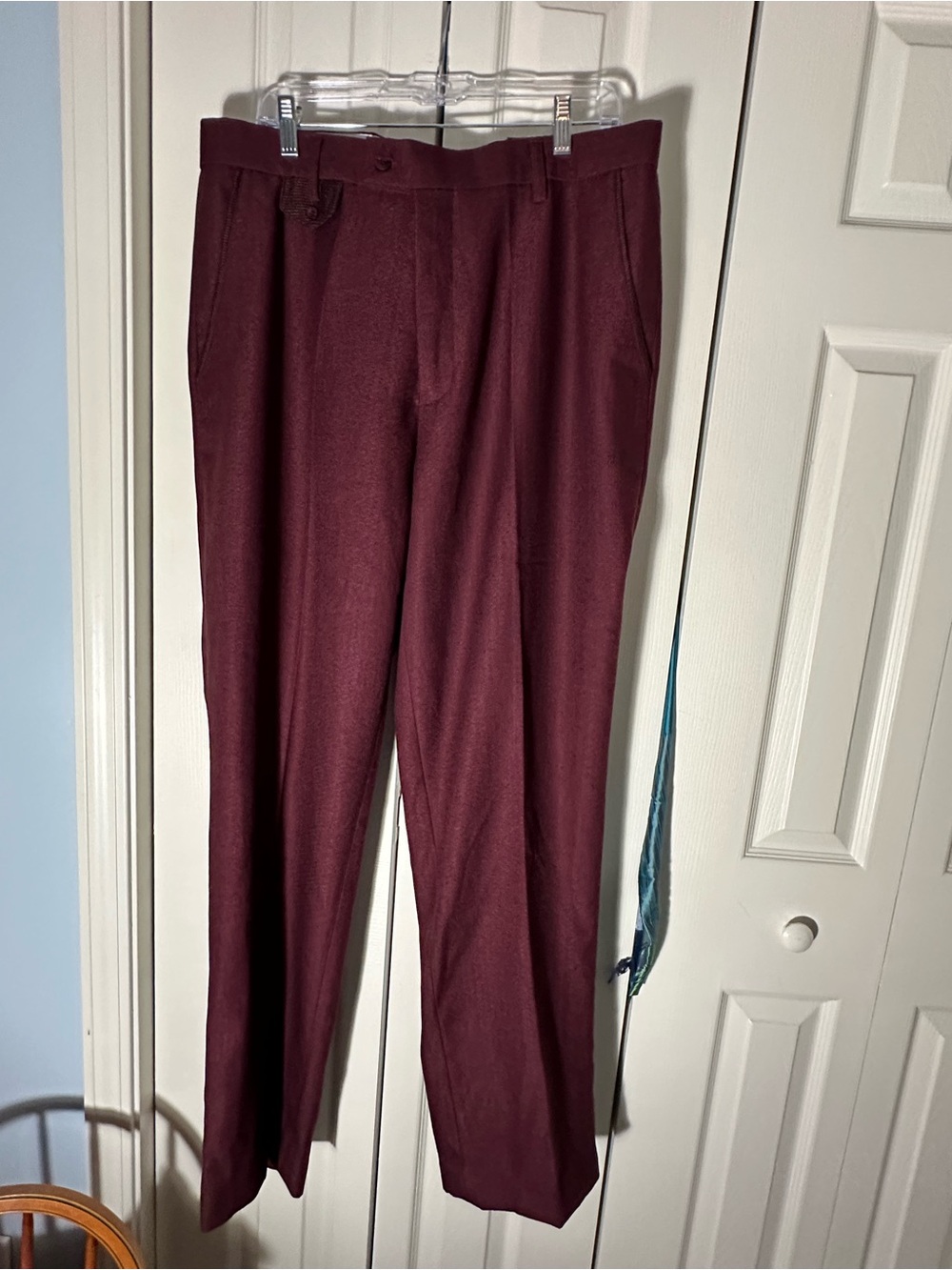 Men's Dress Pants in Burgundy - Classic Flat Front